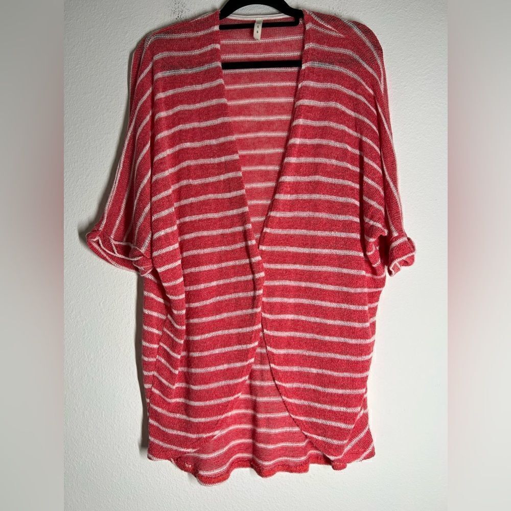 MTS BOHEMIAN Red White Stripe CARDIGAN KIMONO Size M